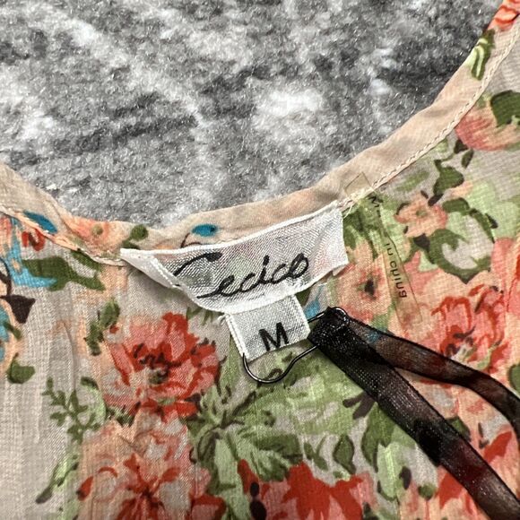 Cecico NWT Hi Low Maxi Sheer Dress Top Medium Tiered Ruffles Woodland Fairy - Picture 4 of 11